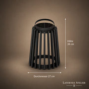 Schwarze Solar-LED-Laterne für Garten & Terrasse