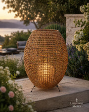 XXL Solar-Laterne in Rattan-Optik für Terrasse & Garten