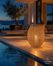 XXL Solar-Laterne in Rattan-Optik für Terrasse & Garten