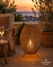 XXL Solar-Laterne in Rattan-Optik für Terrasse & Garten