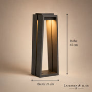 Edelstahl Laterne Outdoor mit 65 cm Höhe und 23 x 23 cm Sockel
