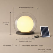 Große Outdoor Solar-Laterne mit 50 cm Außendurchmesser, Solarpanel und IP65 laut Herstellerangabe