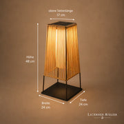 Maße der großen Solar-Rattanlaterne in 48 cm Höhe