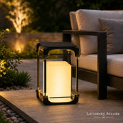 Große Solar-Laterne aus Edelstahl mit warmem Licht für Garten und Terrasse
