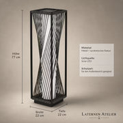 Maße der großen Solar-Rattanlaterne mit 77 cm Höhe
