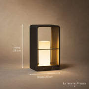 LED Solar Laterne aus Metall mit 20 cm Breite und 28 cm Höhe
