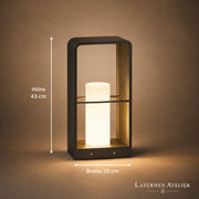 LED Solar Laterne aus Metall mit 20 cm Breite und 43 cm Höhe