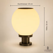 Maße der Solar-Kugellaterne mit 32 cm Höhe und 25 cm Durchmesser