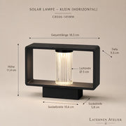 Maße der kleinen Solar-Laterne aus Edelstahl mit 15 cm Länge