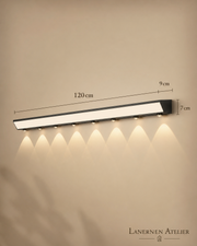 Moderne Solar-Wandlaterne außen mit 120 cm Länge, 9 cm Tiefe und 7 cm Höhe