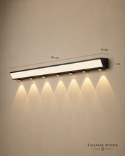 Moderne Solar-Wandlaterne außen mit 90 cm Länge, 9 cm Tiefe und 7 cm Höhe