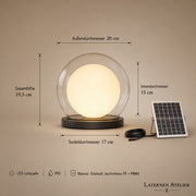 Outdoor Solar-Laterne mit 20 cm Außendurchmesser und kompakter Mondlicht-Optik