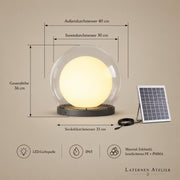 Outdoor Solar-Laterne mit 40 cm Außendurchmesser, Solarpanel und warmem Licht