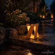 Solar-Holzlaterne Vintage als dekorative Gartenlaterne mit warmem Licht