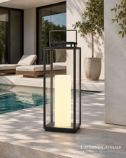 Schwarze Solar-LED-Metalllaterne für Garten & Terrasse