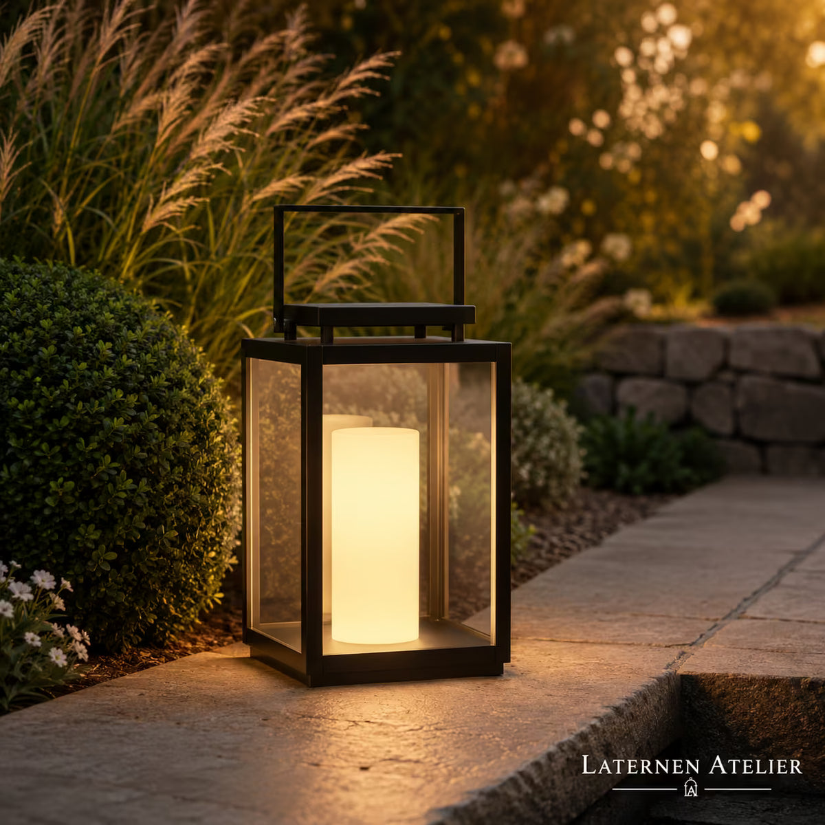 Solar-LED-Laterne Weiß mit warmem Licht für Garten Terrasse und Außenbereich