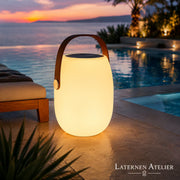 Solar-LED-Laterne Weiß mit warmem Licht für Terrasse und Poolbereich