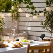 Solar-Lampion-Lichterkette Weiß mit warmweißem Licht für Terrasse und Garten