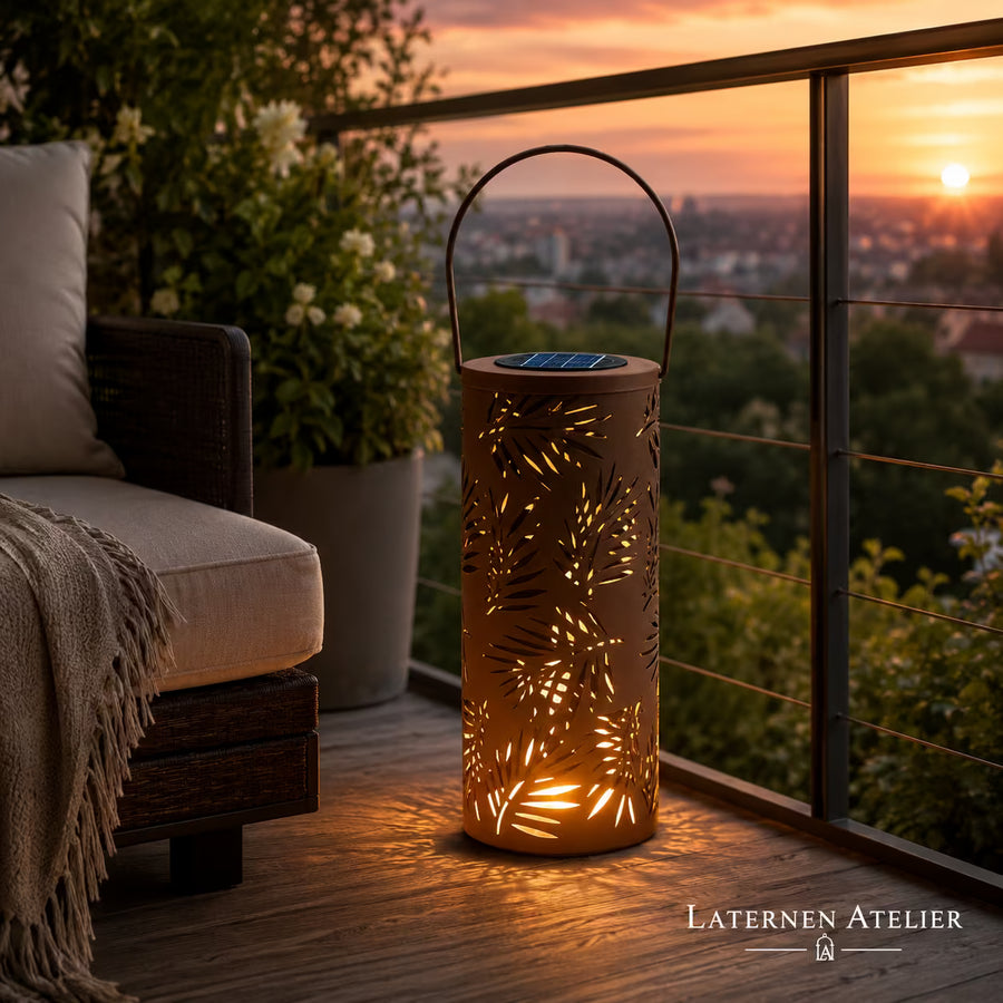Solar-Laterne in Rost-Optik für Garten & Terrasse