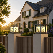 Solar-Laternen aus Stahl und Acryl mit warmem Licht am Hauseingang und im Garten