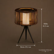 Maße der Solar-Rattan-Stehlaterne mit 41,5 cm Höhe und 29,6 cm Durchmesser