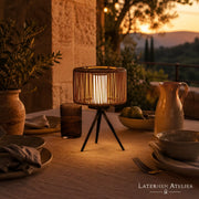 Solar-Rattan-Stehlaterne in Rattan-Optik für Lounge-Bereich und Terrasse