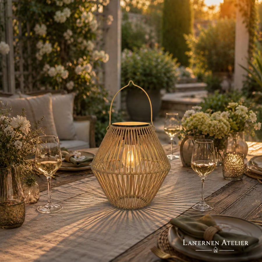 Boho Solar-Rattanlaterne für Garten & Balkon