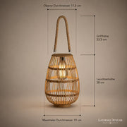 Maße der Solar-Rattanlaterne in 28 cm