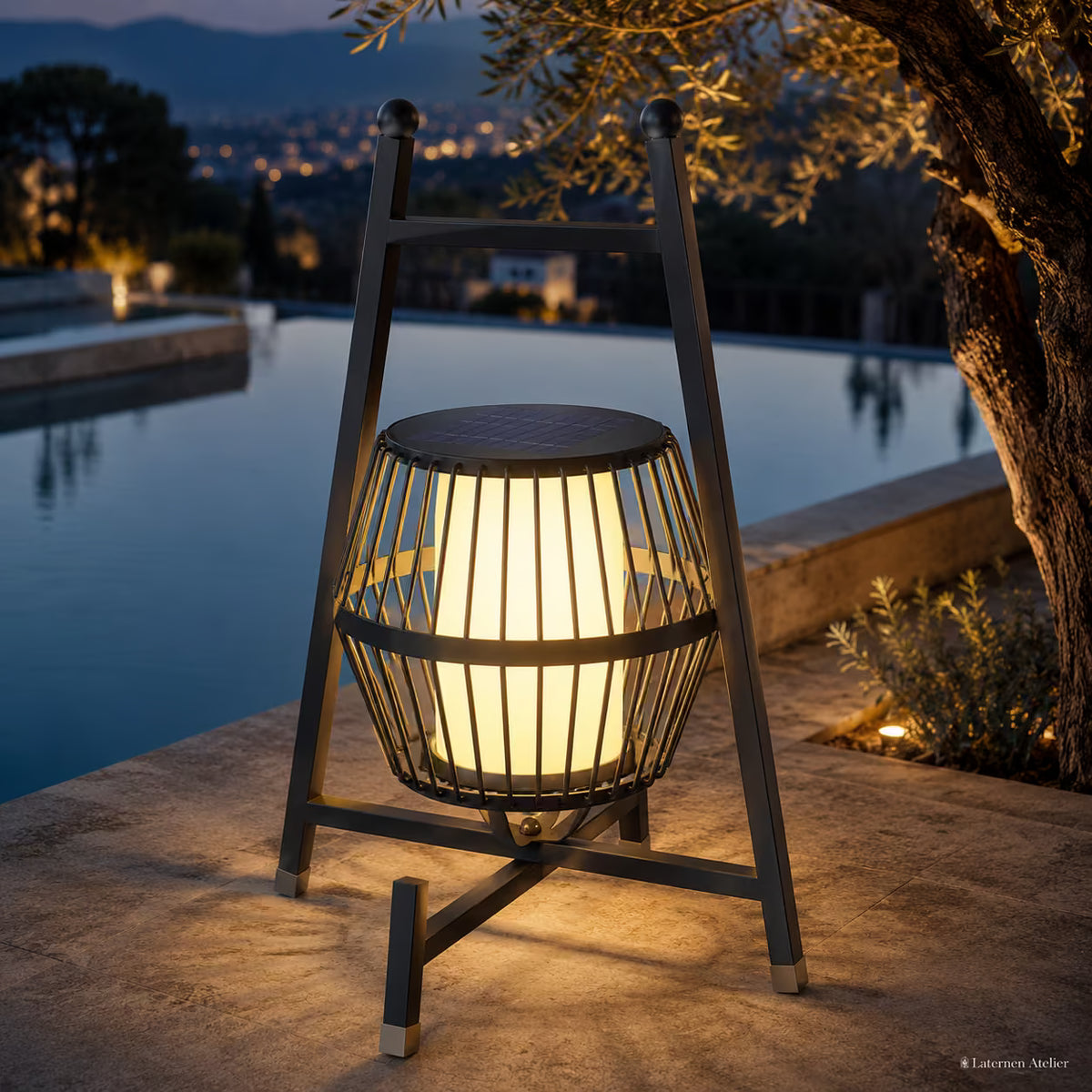 Solar-Windlicht Laterne mit warmem Licht für Garten und Terrasse