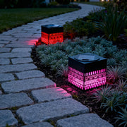 Solar-Würfellaterne mit farbigem Licht für dekorative Gartenbeleuchtung