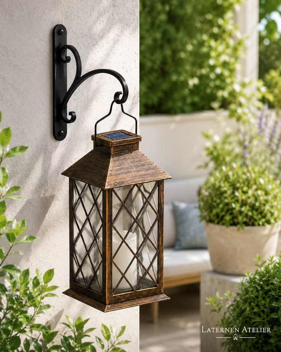 Solar Glas-Laterne im Vintage-Stil