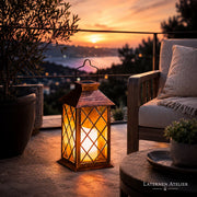 Solar Glas-Laterne im Vintage-Stil mit warmem Licht für Garten und Terrasse