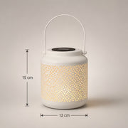 Weiße Solar-Laterne mit 15 cm Höhe und 12 cm Durchmesser