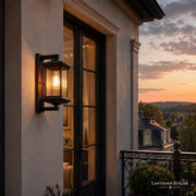 Wandlaterne außen aus Aluminium und Glas für Fassade, Balkon und Eingangsbereich